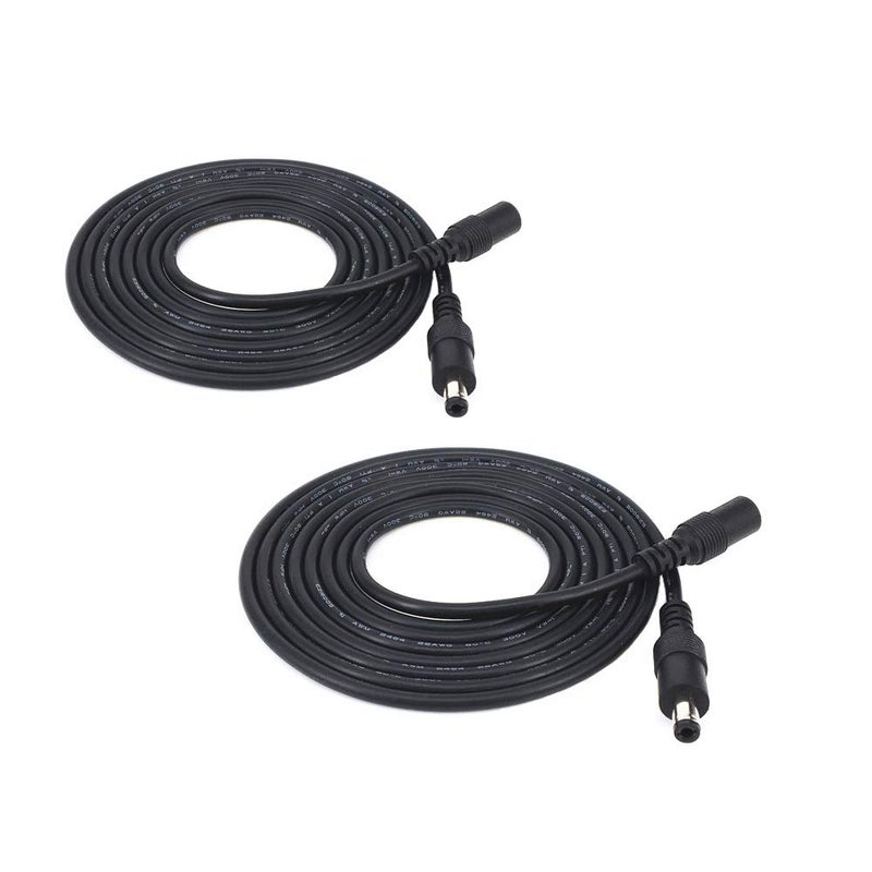 HUALAND 2pcs/Pack 3m/9.84ft Black 5.5mm x 2.5mm DC Plug Extension Cable DC Extension Cable ï¼Œ 5.5mm x 2.5mm Barrel Male Plug Connector - Image 1
